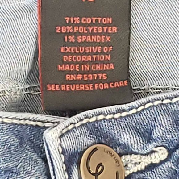 Earl Womens Boot Cut Jeans Blue Whiskered Embroidered Medium Wash Denim 10 - Picture 12 of 12